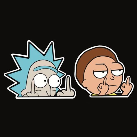 rick and morty middle finger car sticker